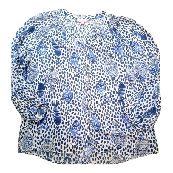 Lilly Pulitzer Elsa Button Down Top L - Picture 2 of 12